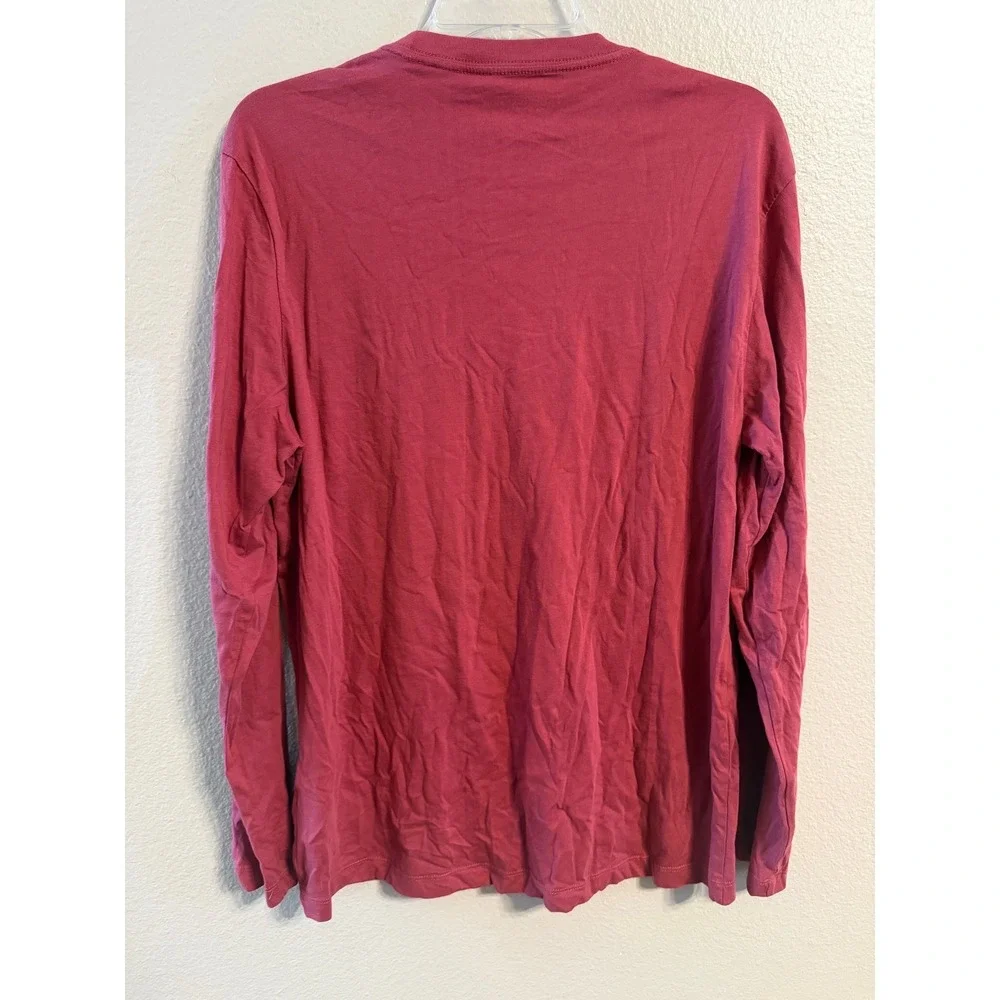 True Religion Long Sleeve Shirt Mens Medium Red Excellent Graphic Horseshoe Logo